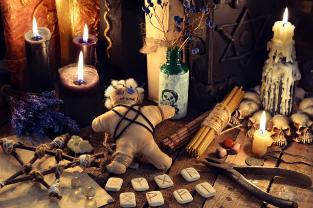 occult, esoteric, divination and wicca concept. mystic and vintage background
